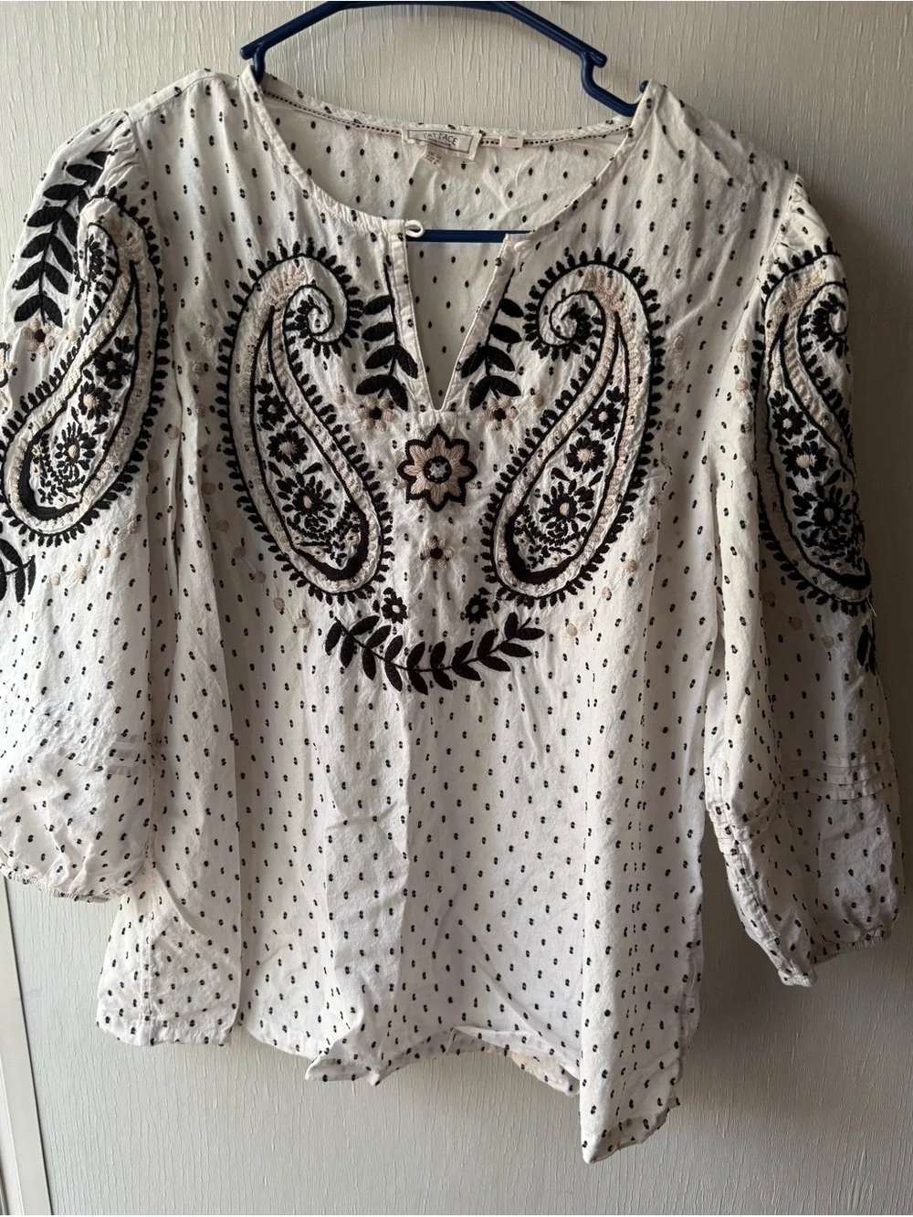 Fat Face Embroidered White Paisley Peasant Top
